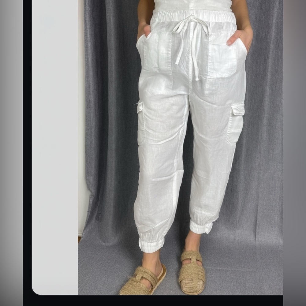 NEW 100% linen Nicole linen Miller New York Cargo Pocket Joggers